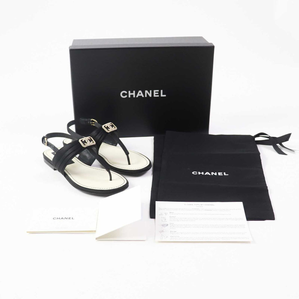 CHANEL Sandals 23C G39667 Part: Leather, Main: Satin black Women 34 Used Authentic