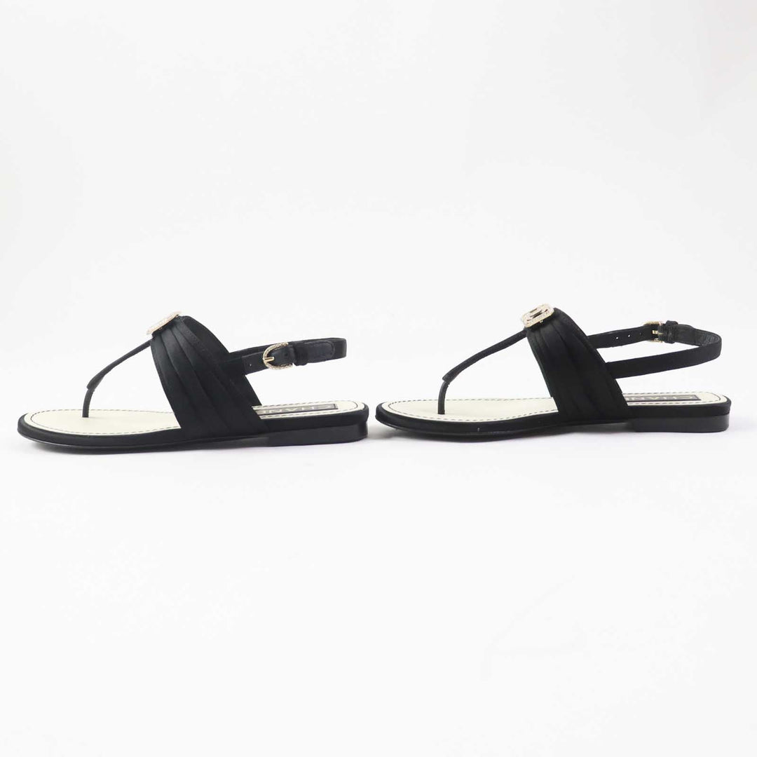 CHANEL Sandals 23C G39667 Part: Leather, Main: Satin black Women 34 Used Authentic