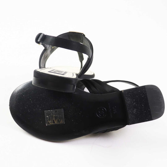 CHANEL Sandals 23C G39667 Part: Leather, Main: Satin black Women 34 Used Authentic