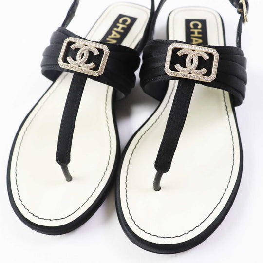 CHANEL Sandals 23C G39667 Part: Leather, Main: Satin black Women 34 Used Authentic