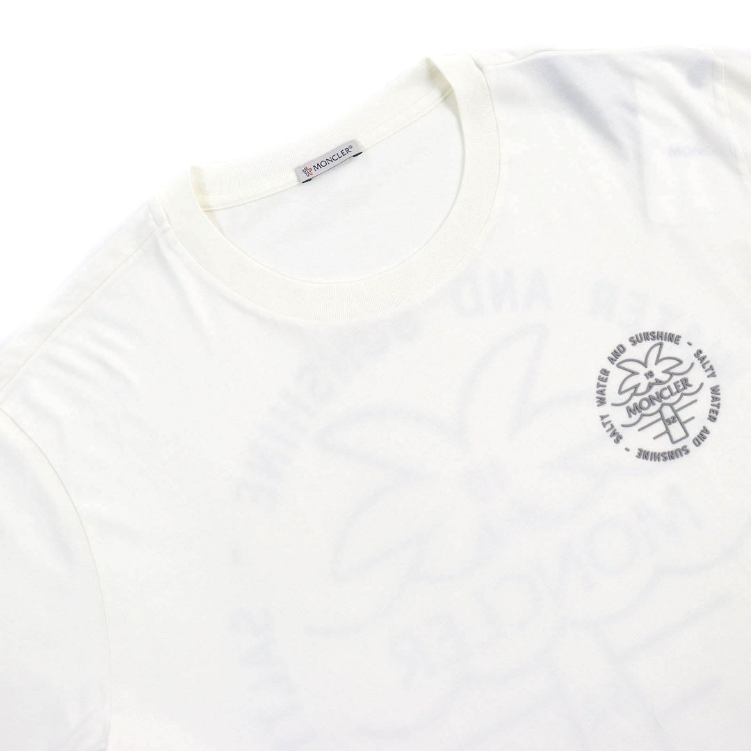 MONCLER Short sleeve T-shirt Main: 100% cotton, Part: 100% cotton white mens XXL Used Authentic