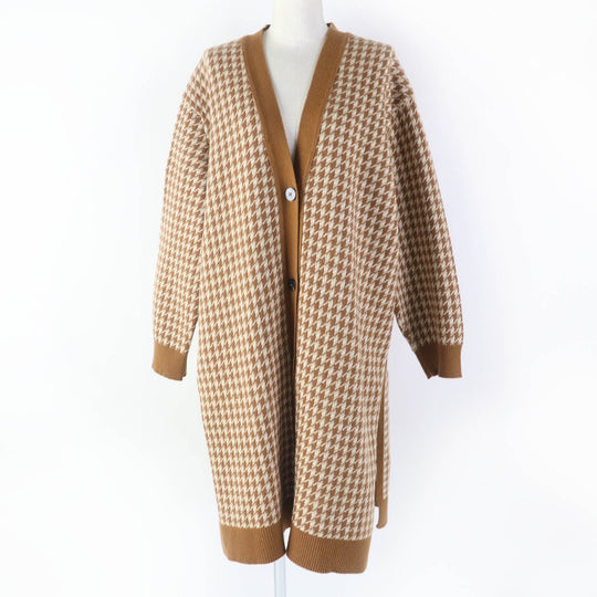 HERMES cardigan Main: 100% cashmere Brown type Women 38 Used Authentic