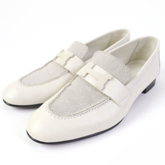 HERMES Slip-on H241071Z Main: Leather white Blanc de Paris Prunoir moccasins paris Women 37 Used Authentic