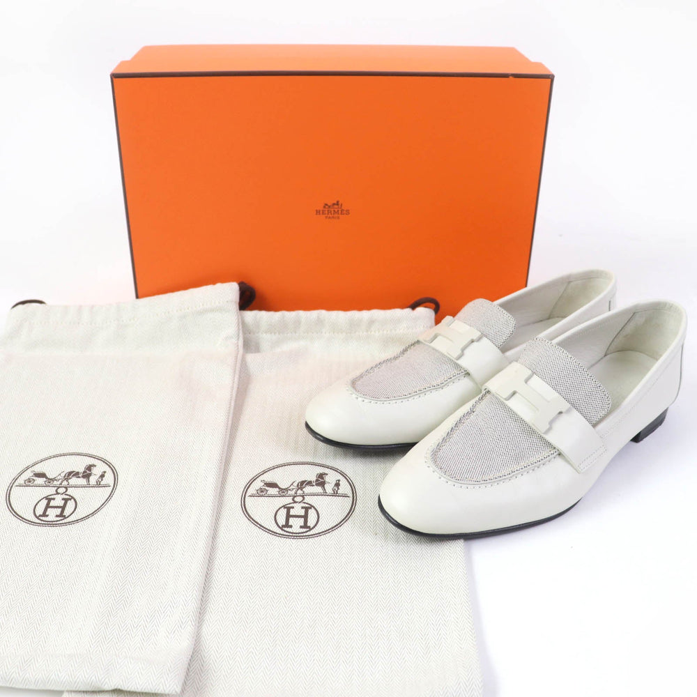 HERMES Slip-on H241071Z Main: Leather white Blanc de Paris Prunoir moccasins paris Women 37 Used Authentic