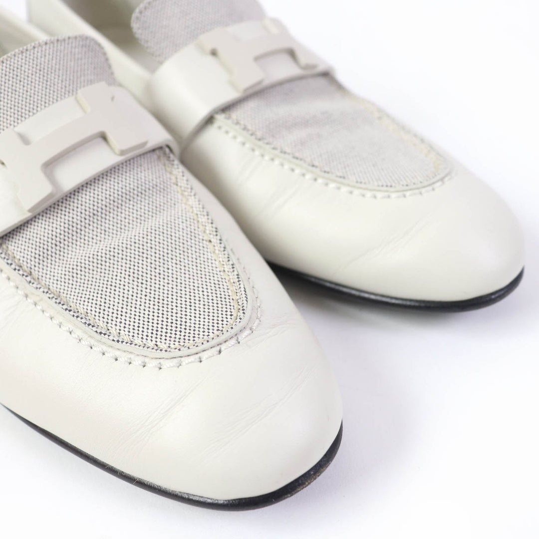 HERMES Slip-on H241071Z Main: Leather white Blanc de Paris Prunoir moccasins paris Women 37 Used Authentic