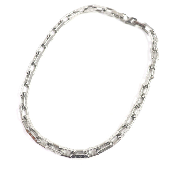 LOUIS VUITTON Necklace M00307 metal Silver Collier Chain Monogram Necklace mens Used Authentic