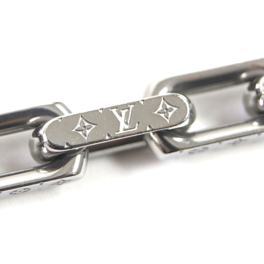 LOUIS VUITTON Necklace M00307 metal Silver Collier Chain Monogram Necklace mens Used Authentic