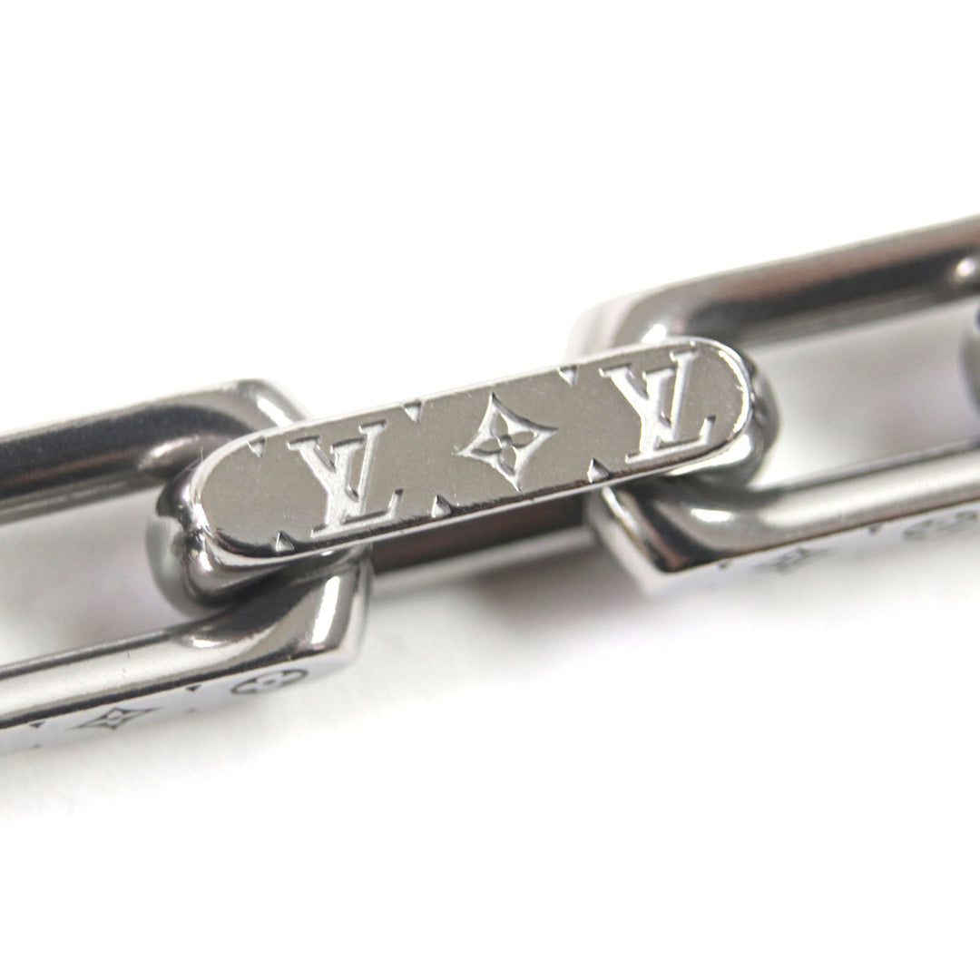 LOUIS VUITTON Necklace M00307 metal Silver Collier Chain Monogram Necklace mens Used Authentic