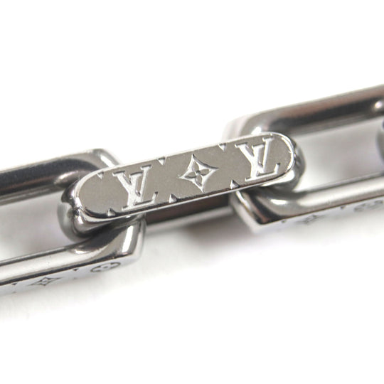 LOUIS VUITTON Necklace M00307 metal Silver Collier Chain Monogram Necklace mens Used Authentic