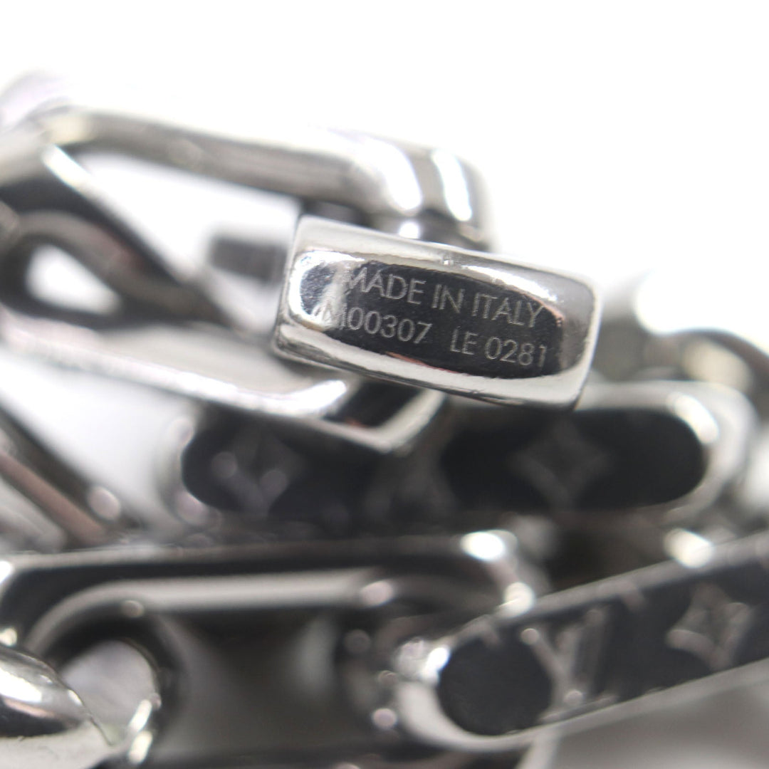 LOUIS VUITTON Necklace M00307 metal Silver Collier Chain Monogram Necklace mens Used Authentic