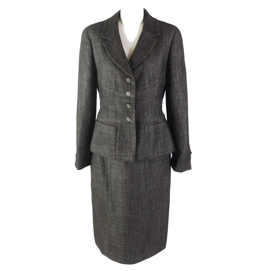 CHANEL setup 99A P14339 Outer: 65% wool, Outer: 19% polyester, Outer: 10% nylon, Outer: 6% cotton, Lining: 100% silk Dark brown type Women Used Authentic