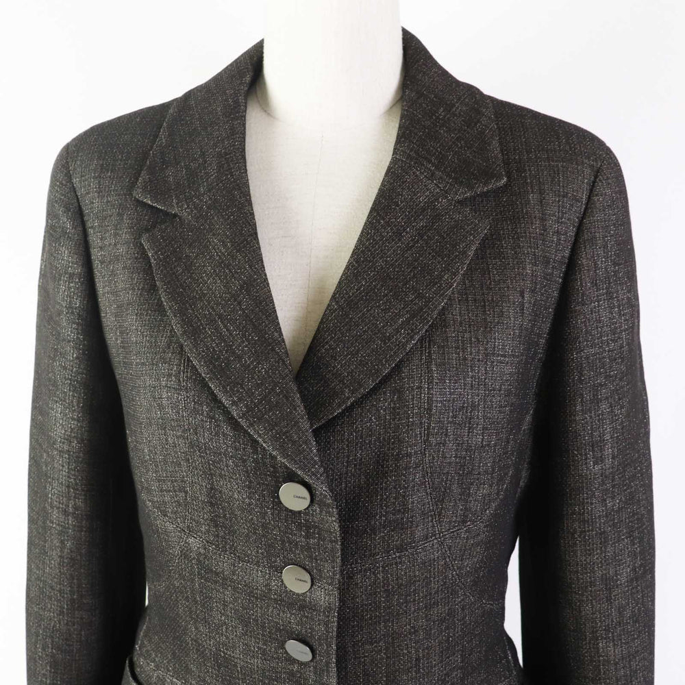 CHANEL setup 99A P14339 Outer: 65% wool, Outer: 19% polyester, Outer: 10% nylon, Outer: 6% cotton, Lining: 100% silk Dark brown type Women Used Authentic