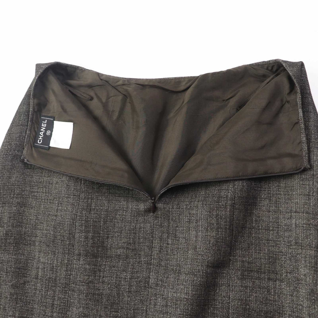 CHANEL setup 99A P14339 Outer: 65% wool, Outer: 19% polyester, Outer: 10% nylon, Outer: 6% cotton, Lining: 100% silk Dark brown type Women Used Authentic