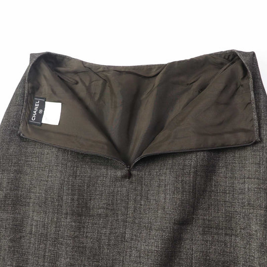 CHANEL setup 99A P14339 Outer: 65% wool, Outer: 19% polyester, Outer: 10% nylon, Outer: 6% cotton, Lining: 100% silk Dark brown type Women Used Authentic