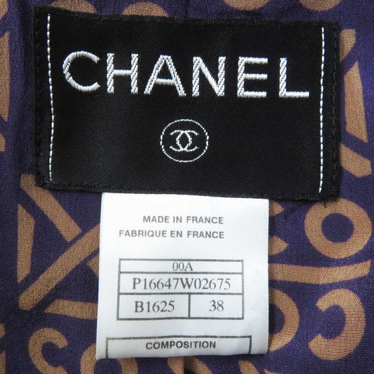 CHANEL setup 00A P16647W02675 Outer material: Jacket: 100% cashmere Skirt: 100% silk Petticoat: 100% nylon Lining: 100% silk Dark Brown Purple Beige Top and bottom set Women 38 Used Authentic