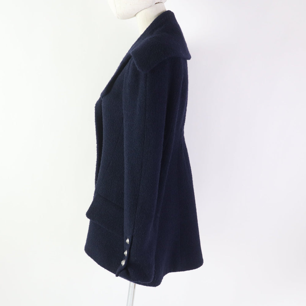 CHANEL 08A P33856 Outer: 95% wool, Outer: 5% nylon, Lining: 100% silk Navy Women 36 Used Authentic