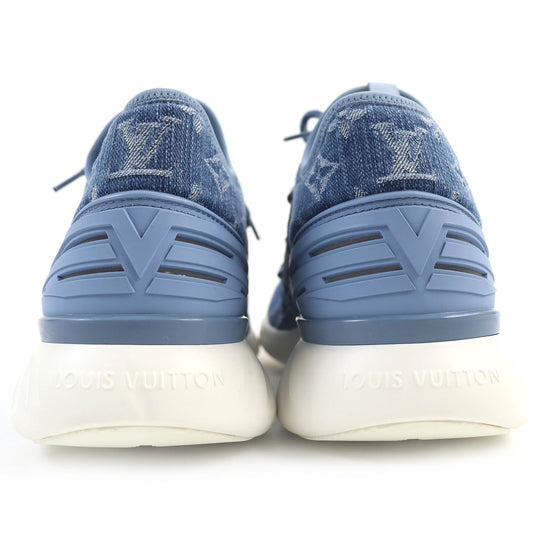 LOUIS VUITTON sneakers Monogram denim, rubber sole Light blue type Fast lane line mens 6.5 Used Authentic
