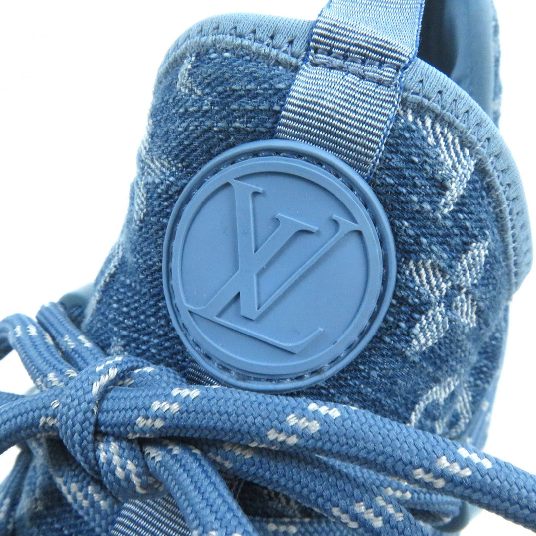 LOUIS VUITTON sneakers Monogram denim, rubber sole Light blue type Fast lane line mens 6.5 Used Authentic