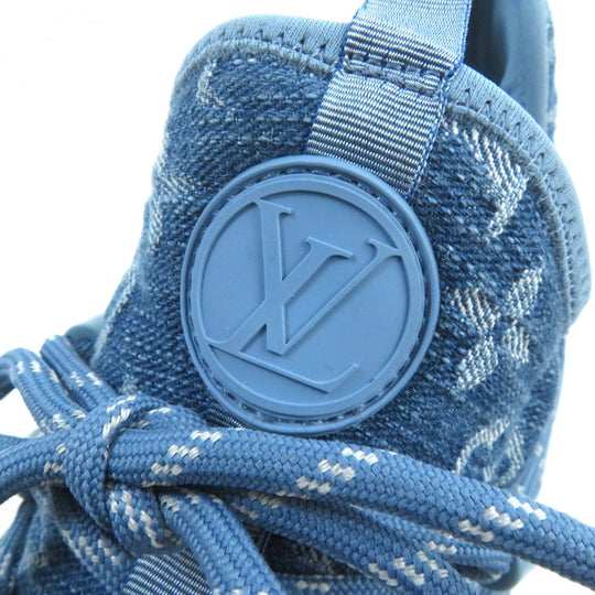 LOUIS VUITTON sneakers Monogram denim, rubber sole Light blue type Fast lane line mens 6.5 Used Authentic