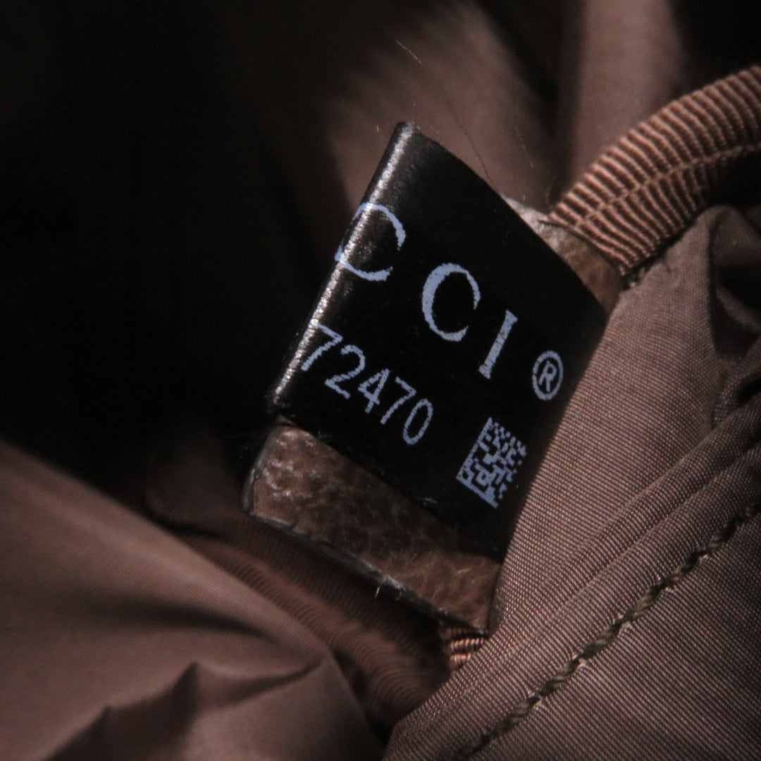 GUCCI Pouch 759689 Leather x GG Supreme canvas Beige/Ebony Cosmetic case with Web stripes Women Used Authentic