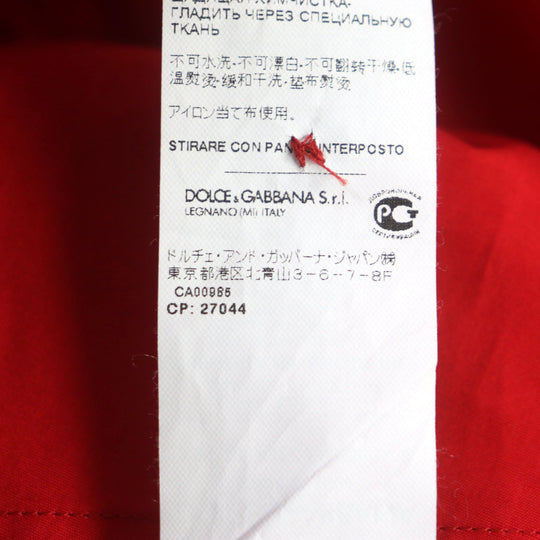 DOLCE&GABBANA Long sleeve shirt G5DN7Z Main: 100% cotton, embroidery: 50% metal fiber, 25% polyester, 10% plastic, 10% silk, 5% viscose Red GOLD mens 41 Used Authentic