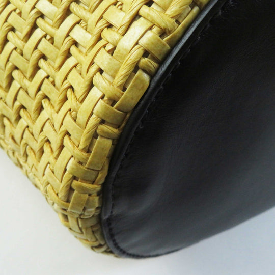 MIUMIU Other bag 5BG158 Straw material x leather Natural black Women Used Authentic