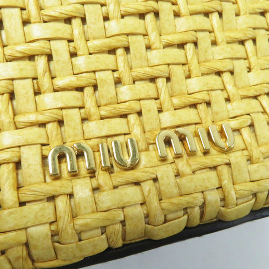 MIUMIU Other bag 5BG158 Straw material x leather Natural black Women Used Authentic