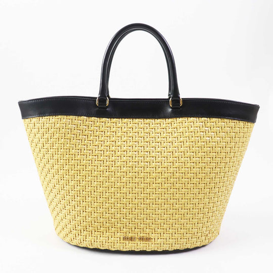 MIUMIU Other bag 5BG158 Straw material x leather Natural black Women Used Authentic