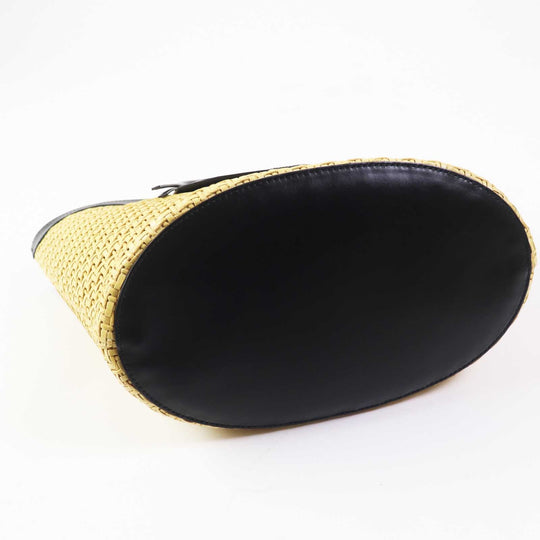 MIUMIU Other bag 5BG158 Straw material x leather Natural black Women Used Authentic