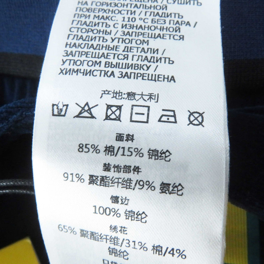 GUCCI one piece 695679 Outer: 85% cotton, Outer: 15% nylon, Part: 100% nylon, Lining: 100% cotton, Trimming: 91% polyester, 9% polyurethane, Embroidery: 65% polyester, 31% cotton, 4% nylon Navy Trefoil embroidered chenille dress Women S Used Authentic