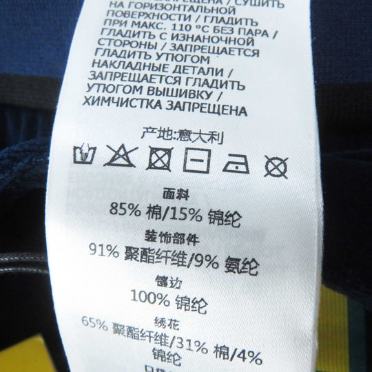GUCCI one piece 695679 Outer: 85% cotton, Outer: 15% nylon, Part: 100% nylon, Lining: 100% cotton, Trimming: 91% polyester, 9% polyurethane, Embroidery: 65% polyester, 31% cotton, 4% nylon Navy Trefoil embroidered chenille dress Women S Used Authentic