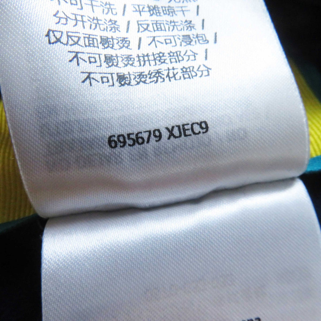 GUCCI one piece 695679 Outer: 85% cotton, Outer: 15% nylon, Part: 100% nylon, Lining: 100% cotton, Trimming: 91% polyester, 9% polyurethane, Embroidery: 65% polyester, 31% cotton, 4% nylon Navy Trefoil embroidered chenille dress Women S Used Authentic