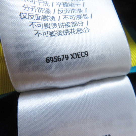 GUCCI one piece 695679 Outer: 85% cotton, Outer: 15% nylon, Part: 100% nylon, Lining: 100% cotton, Trimming: 91% polyester, 9% polyurethane, Embroidery: 65% polyester, 31% cotton, 4% nylon Navy Trefoil embroidered chenille dress Women S Used Authentic