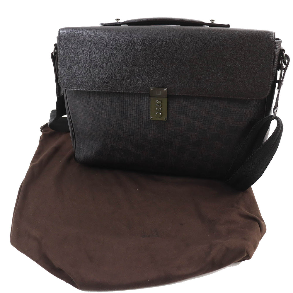 Dunhill Briefcase Main: PVC, Part: Leather Dark brown D-EIGHT mens Used Authentic