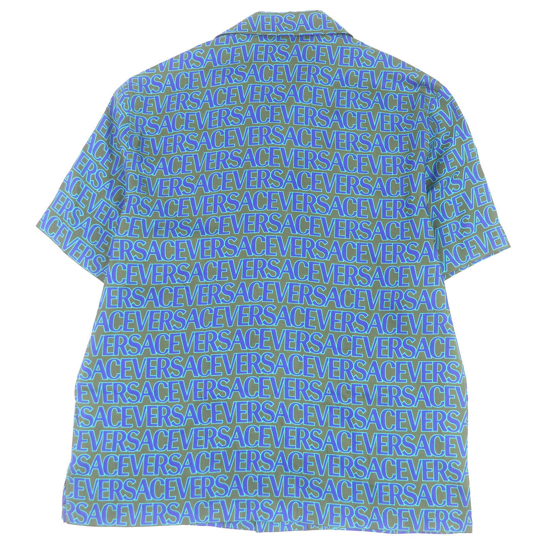 VERSACE Short sleeve shirt 1003926 Main: 100% silk Khaki blue mens 48 Used Authentic