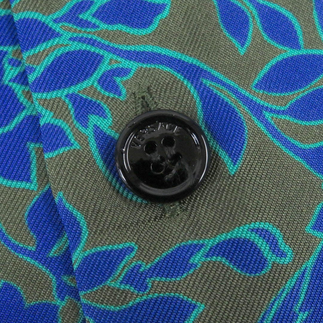 VERSACE Short sleeve shirt 1003926 Main: 100% silk Khaki blue mens 48 Used Authentic