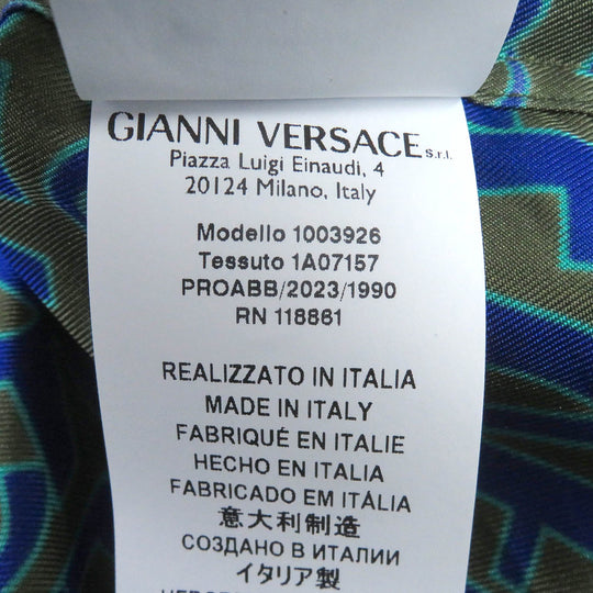 VERSACE Short sleeve shirt 1003926 Main: 100% silk Khaki blue mens 48 Used Authentic