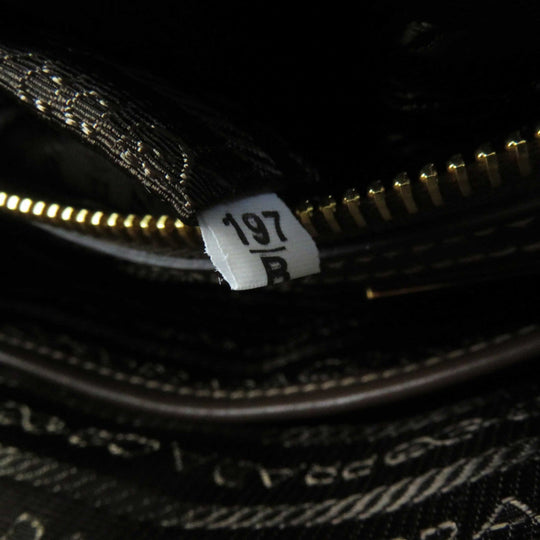 PRADA Handbag 1BA104 Leather canvas Beige Brown, CORDA BRUCIATO logo jacquard Women Used Authentic