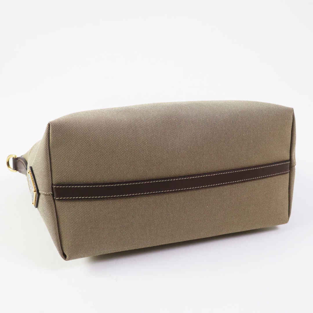 PRADA Handbag 1BA104 Leather canvas Beige Brown, CORDA BRUCIATO logo jacquard Women Used Authentic