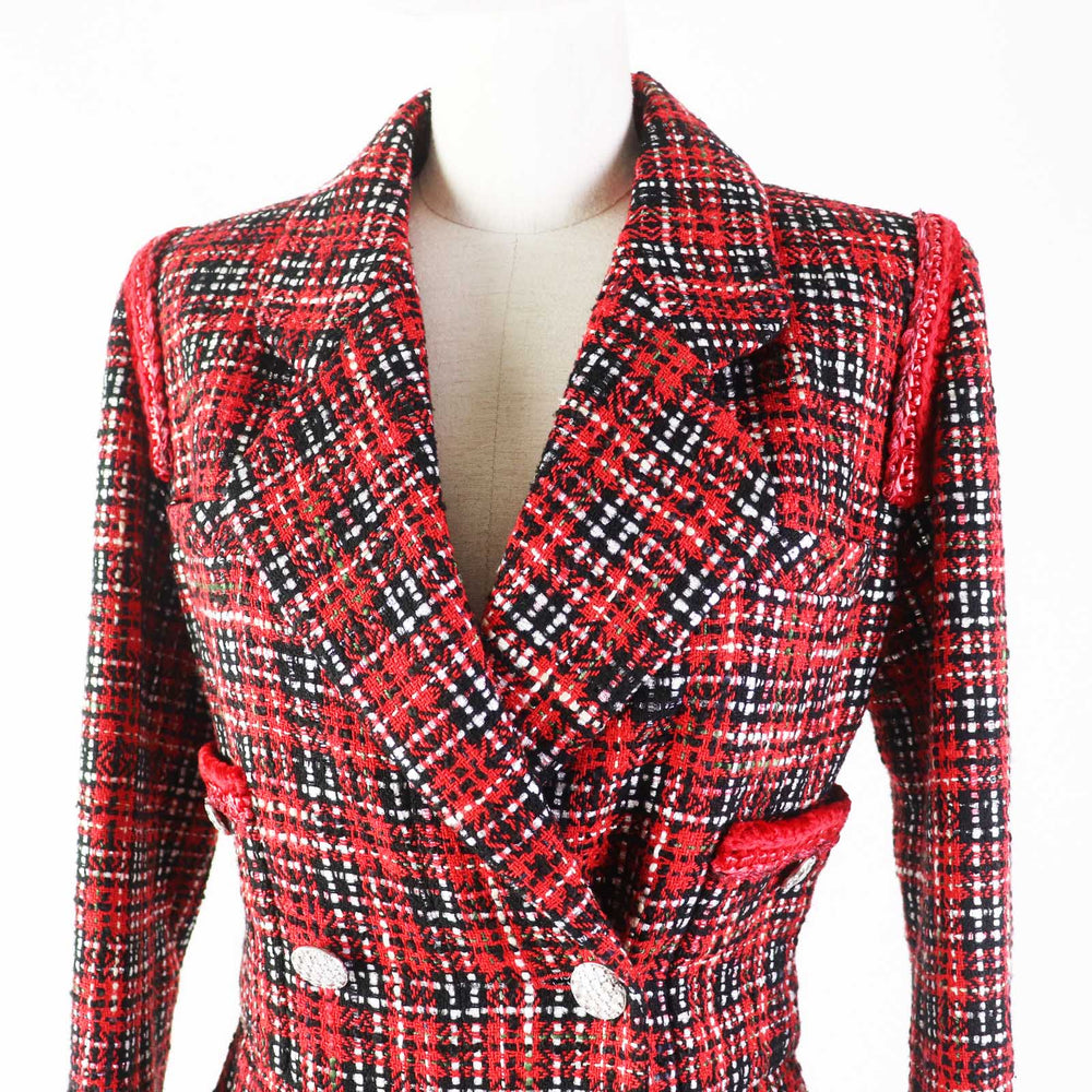 CHANEL Tsunagi 20S P64165 Outer: 91% silk, Outer: 8% polyamide (nylon), Outer: 1% polyester, Lining: 100% silk Red black Women 34 Used Authentic