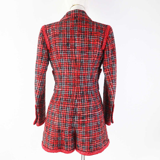 CHANEL Tsunagi 20S P64165 Outer: 91% silk, Outer: 8% polyamide (nylon), Outer: 1% polyester, Lining: 100% silk Red black Women 34 Used Authentic