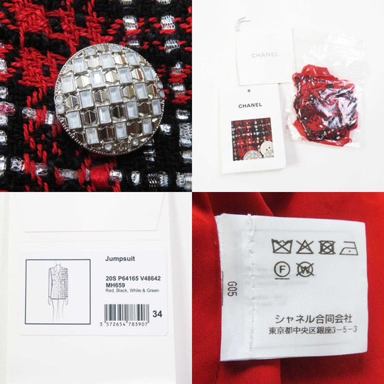 CHANEL Tsunagi 20S P64165 Outer: 91% silk, Outer: 8% polyamide (nylon), Outer: 1% polyester, Lining: 100% silk Red black Women 34 Used Authentic