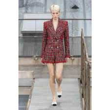 CHANEL Tsunagi 20S P64165 Outer: 91% silk, Outer: 8% polyamide (nylon), Outer: 1% polyester, Lining: 100% silk Red black Women 34 Used Authentic