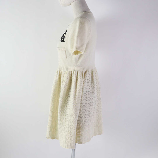 GUCCI one piece 642084 Outer: 100% wool, Part: 98% wool, Part: 1% polyurethane, Part: 1% nylon, Applique: 100% polyester Ivory Women S Used Authentic