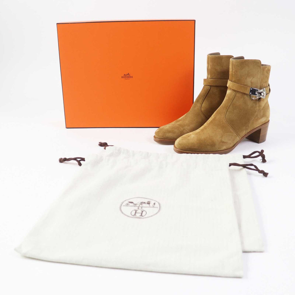 HERMES short boots Provence Brown beige French 50 Women 38 Used Authentic