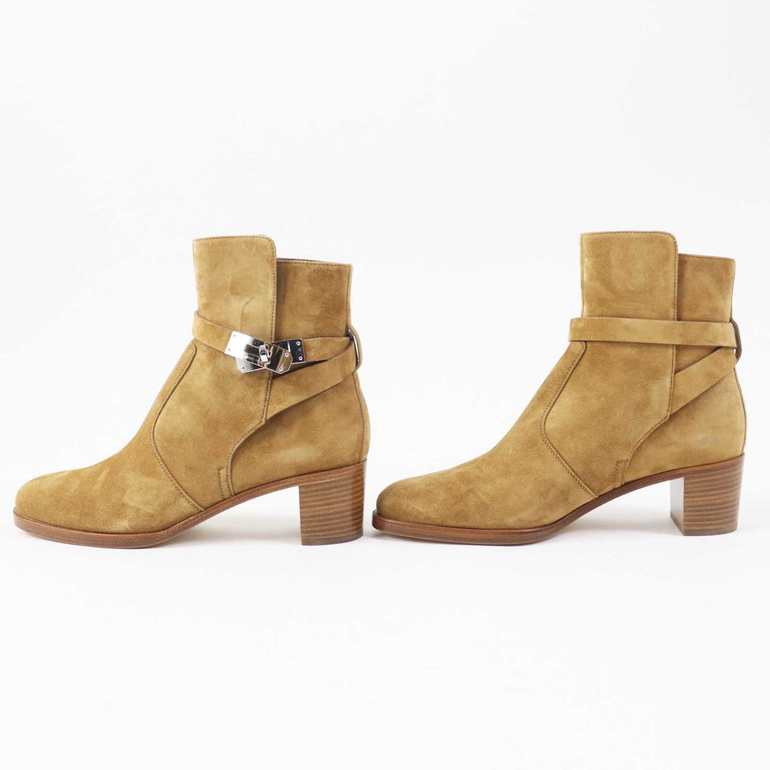 HERMES short boots Provence Brown beige French 50 Women 38 Used Authentic