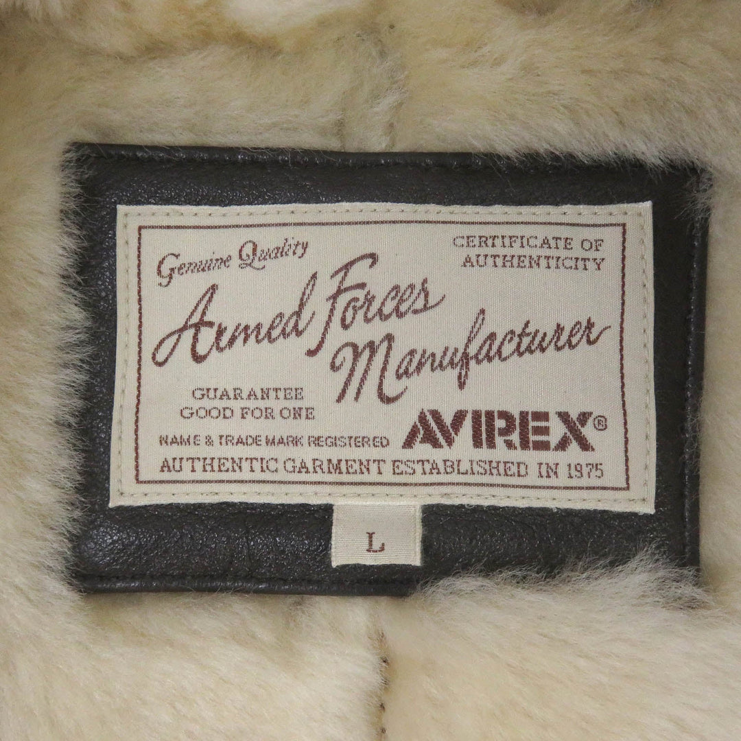 AVIREX leather jacket 6161090 Main: Lamb leather, Main: Mouton, Part: Leather Dark brown B-3 MOUTON BOMBER JACKET mens L Used Authentic