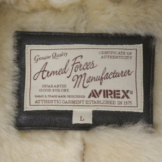 AVIREX leather jacket 6161090 Main: Lamb leather, Main: Mouton, Part: Leather Dark brown B-3 MOUTON BOMBER JACKET mens L Used Authentic