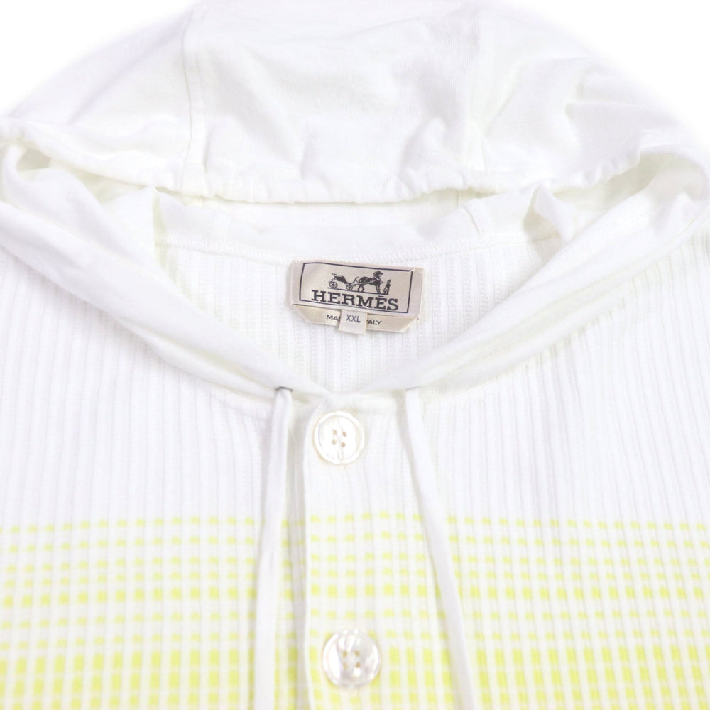 HERMES Hoodie Main: 100% cotton White mulch mens XXL Used Authentic