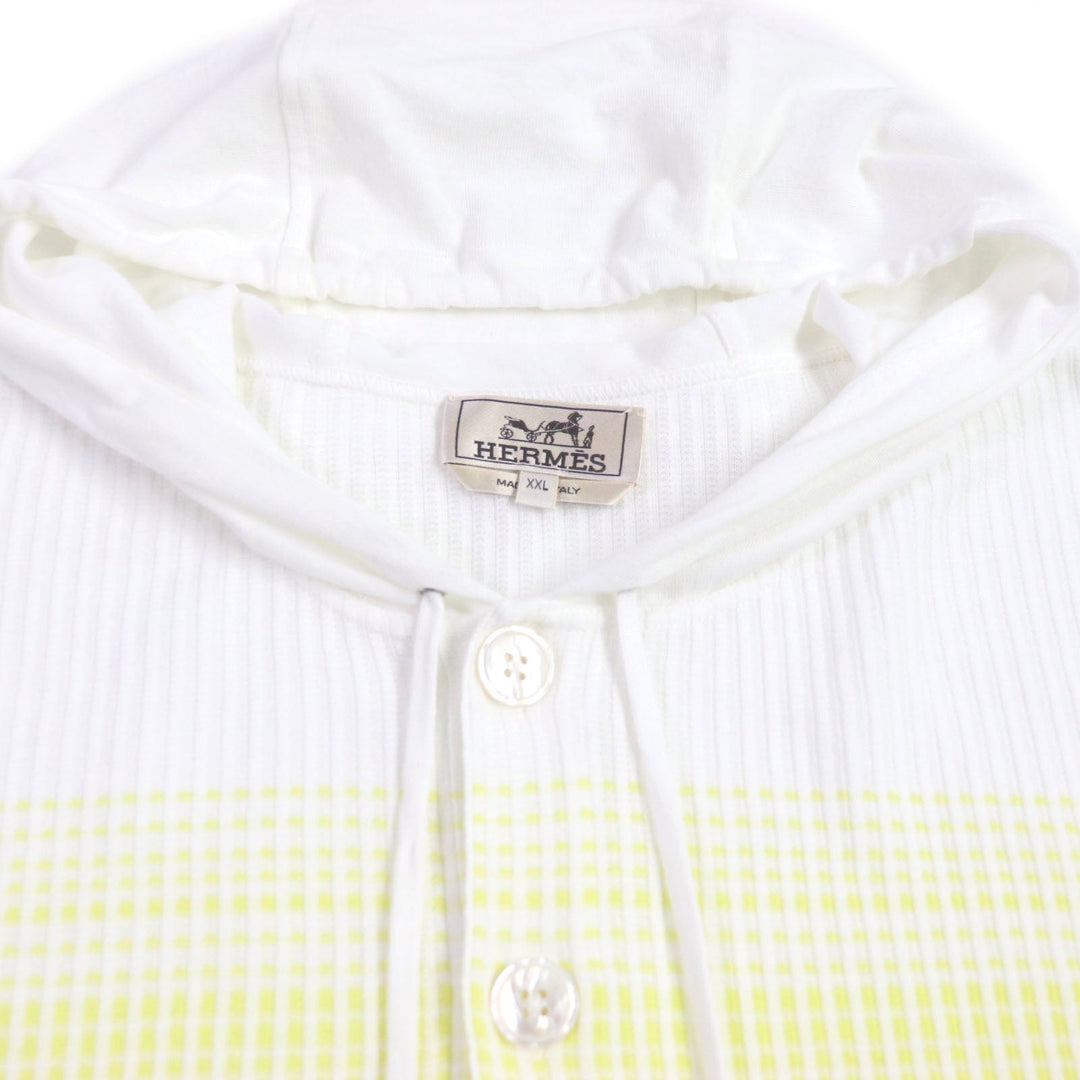 HERMES Hoodie Main: 100% cotton White mulch mens XXL Used Authentic